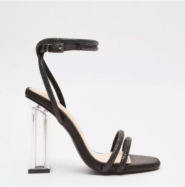 Silver High-Heeled Sandals