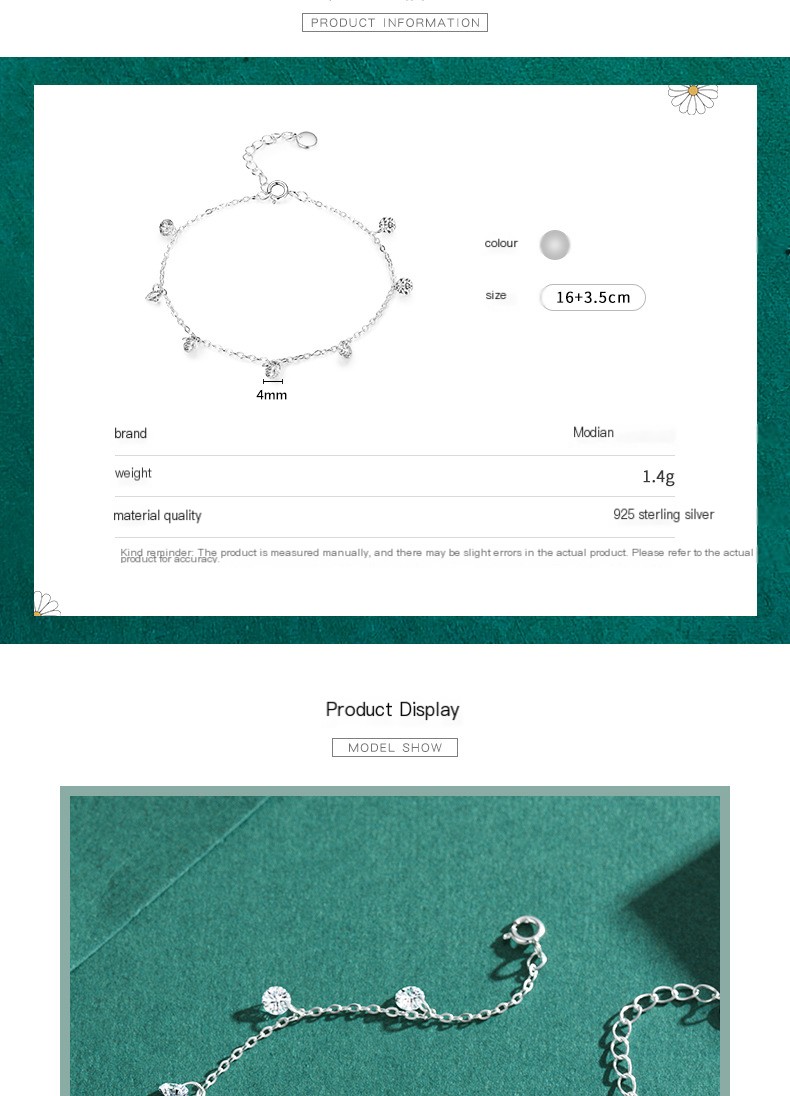 S925 Silver Sparkling Zircon Bracelet