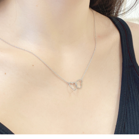 Double Heart Necklace and Earring Set