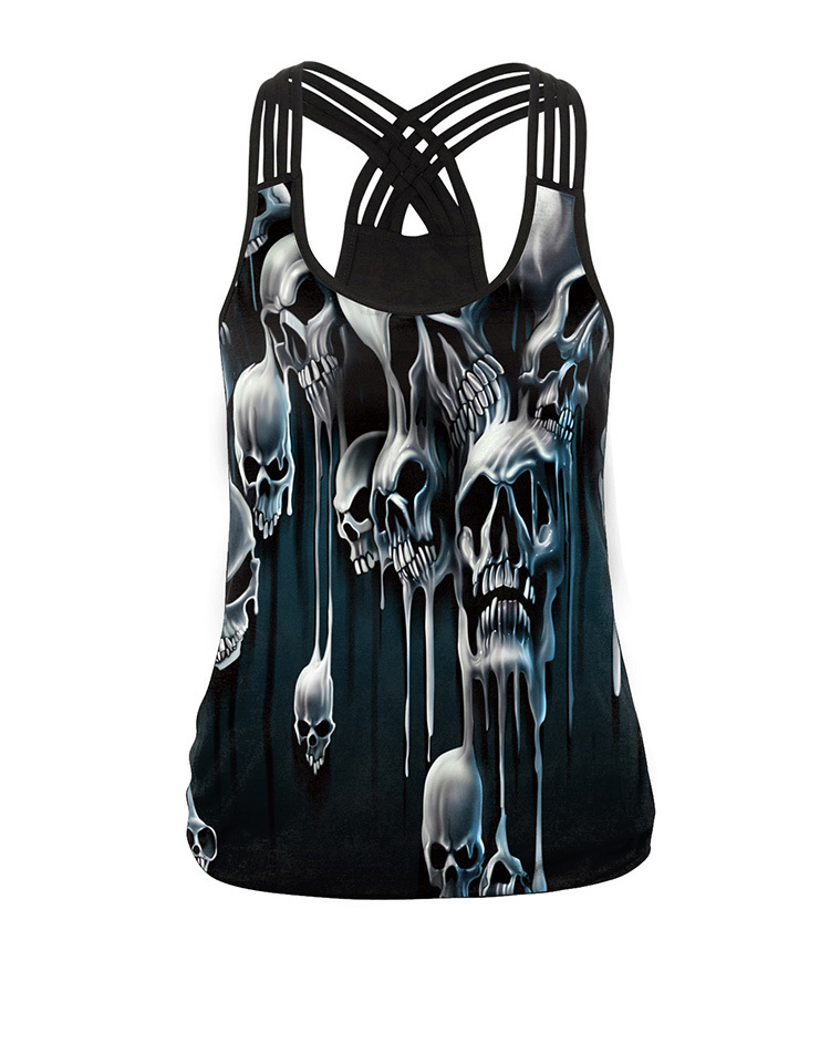 Close-up of skull design on tank top