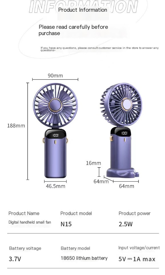 USB Handheld Mini Fan Image 2