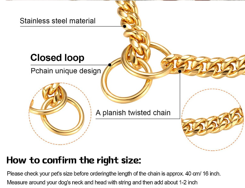 Gold Stainless Steel Dog Necklace 1