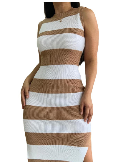 Striped Sleeveless Knit Dress Image 3