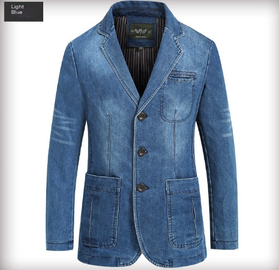 Smart Casual Denim Blazer - Solid Color