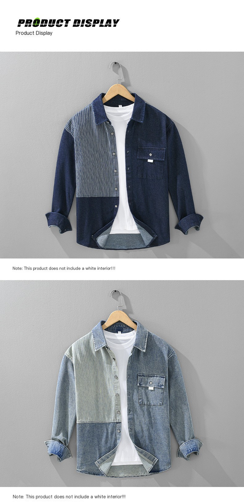 Denim contrasting color striped shirt