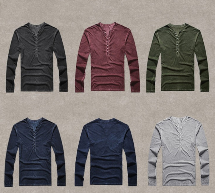 Long Sleeve Henley Shirt in action