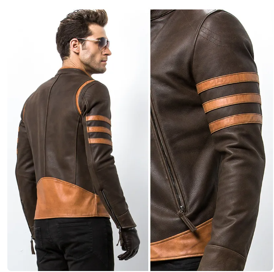 Biker Leather Jacket Side View