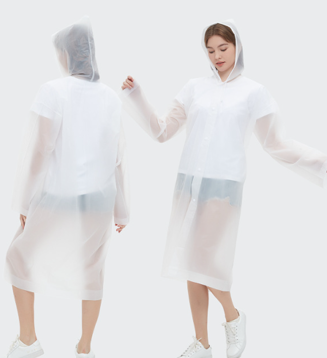 Windproof Rain Poncho for Adults, Reusable Waterproof with Hood and Adjustable Arms, EVA Material