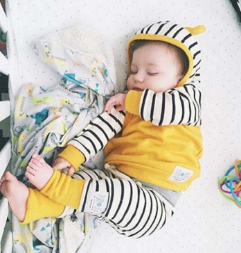 Yellow Coat and Striped Pants Set