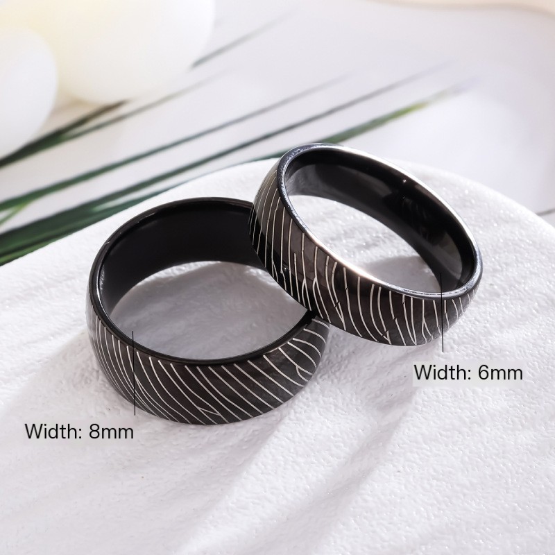 Grey Ceramic Deer Antler Men's Ring Image 3