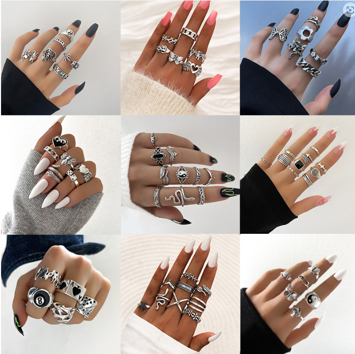 Women's Fashion Vintage Oil Drip Geometric Ring Image 1