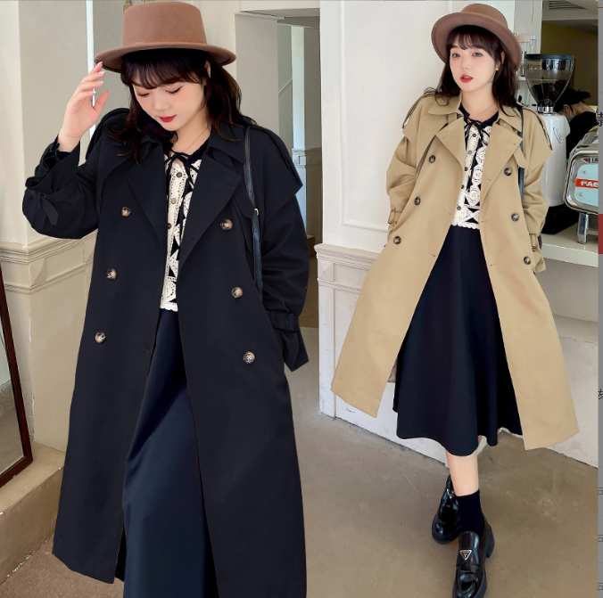 Small Man Overcoat Women Khaki Windbreaker Jacket Image 2