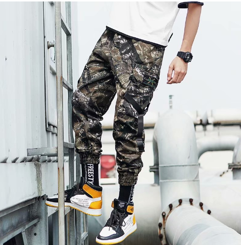 Camouflage Print Reflective Patchwork Casual Pants - Size Options