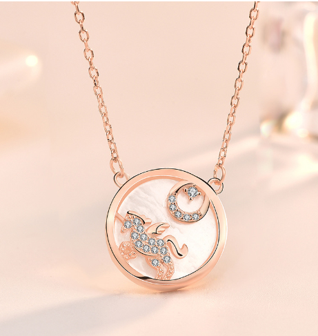 White Gold Unicorn Necklace