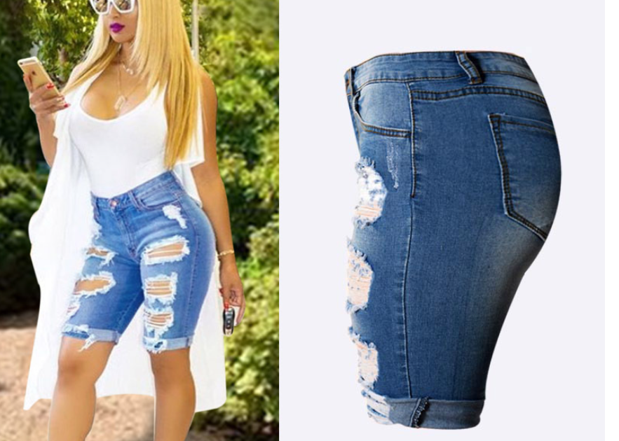 Denim shorts with ripped detail
