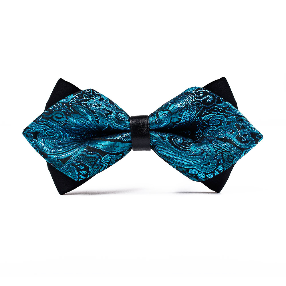 Men's Polyester Pointed Bow Tie Gold Bright Silk Flash image