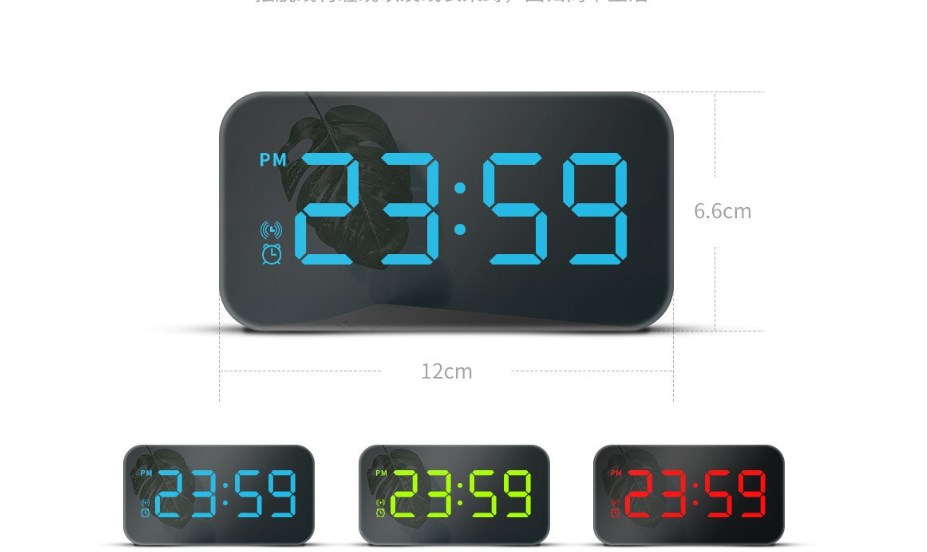Reloj despertador con espejo LED controlado por voz