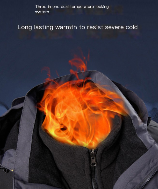 Three-in-one Removable Liner With Velvet Thickening Windproof Waterproof Jacket