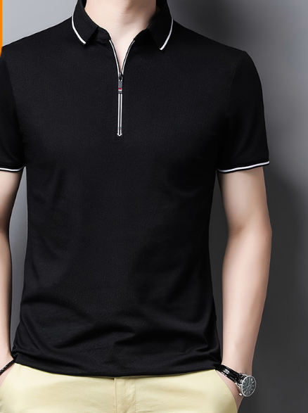 Men's Polo Zip T-Shirt Image 2