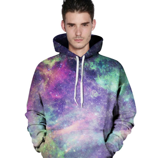 3D Starry Print Hooded Baseball Jacket Image 4