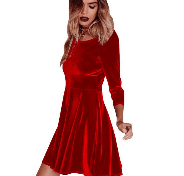 Golden Velvet Dress Image 2