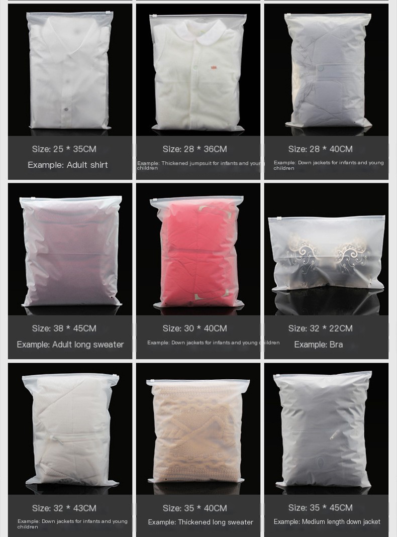 Thickened transparent frosted zipper bag wholesale custom pe ziplock bag plastic underwear socks storage clothing packaging bag