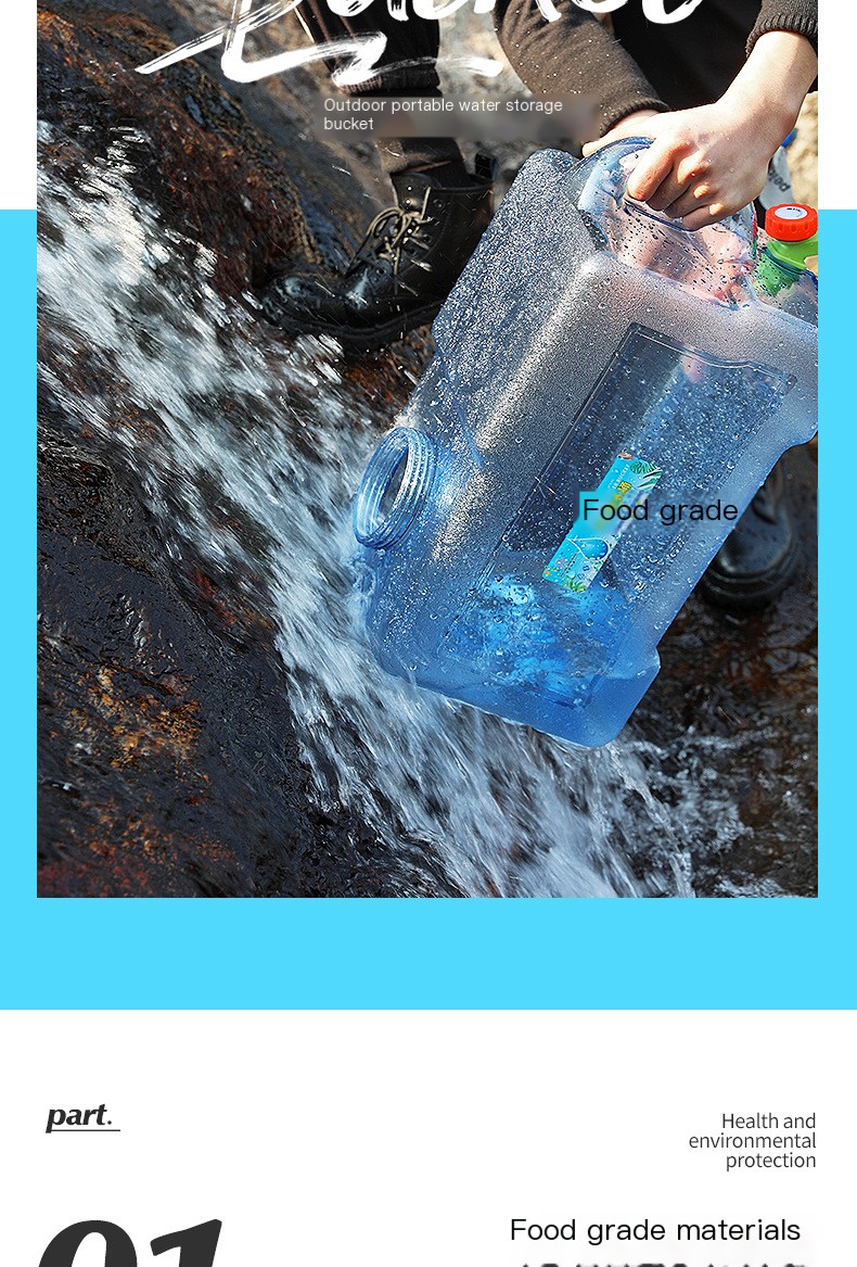 Outdoor bucket car water storage with faucet large capacity household mineral water bucket storage bucket large bucket pure water tank