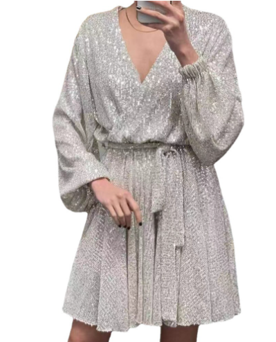 Close-up of Sequin Evening Dress