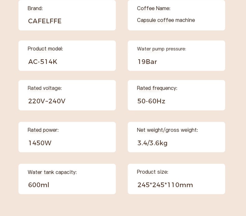 Características de la máquina de café