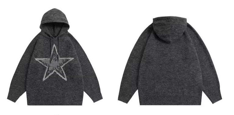 Autumn And Winter American Vintage Old Five-pointed Star Sweater Image 2