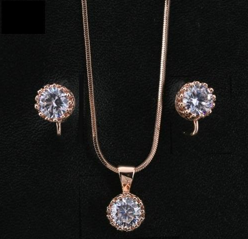 Crown Pendant Necklace and Earrings Set