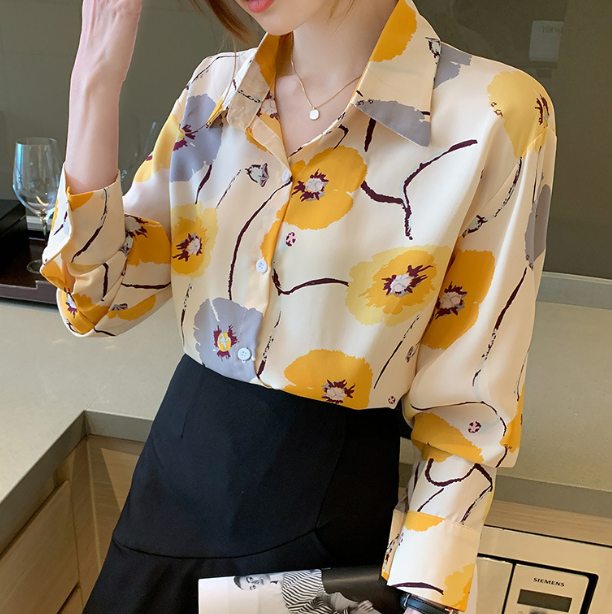 Autumn Chiffon Shirt - Yellow
