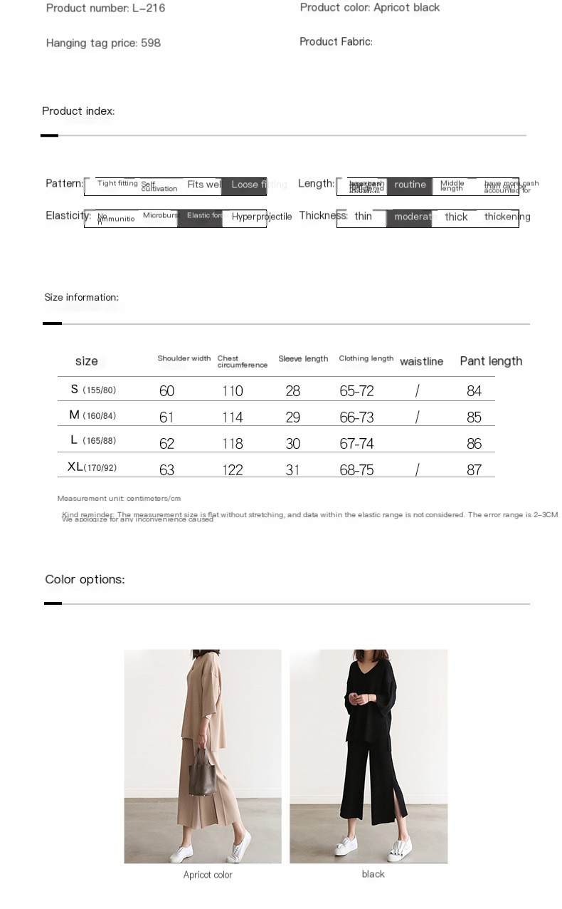 V-neck Blouse and Split Wide-leg Pants Fashionable Set