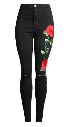 Embroidered Ripped Jeans Image 1