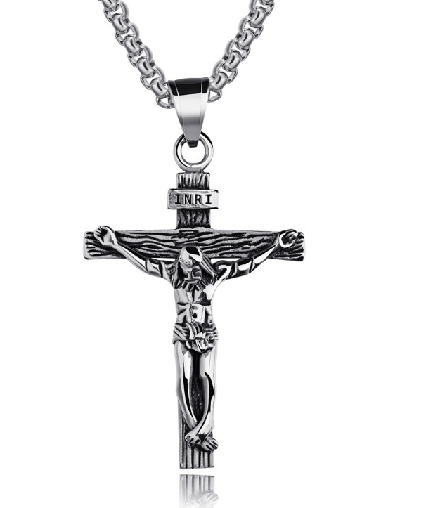 Silver Easter Jesus Cross Necklace