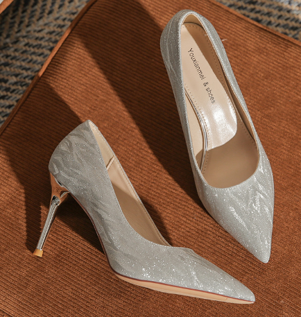 Champagne Sequined Heels