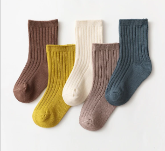 New spring and autumn children's socks for boys and girls cotton socks double needle mid-tube socks baby newborn socks (one set) image