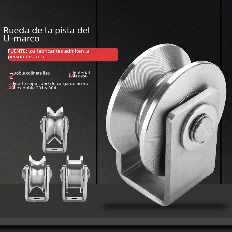 Stainless steel 304/201 track wheel U tripod pulley mobile door hanging wheel U type V type H type groove caster angle wheel image