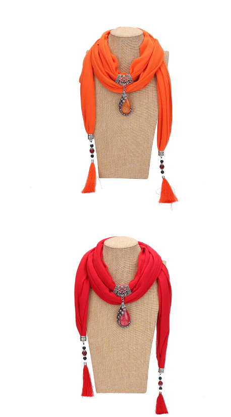 New Ceramic Beads Tassel Peacock Stone Pendant Scarf For Women Charm Boho Fashion Jewelry