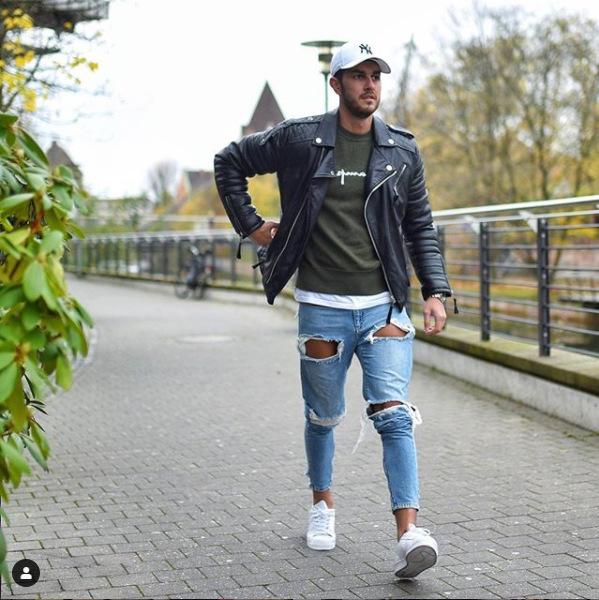 Men's Ripped Skinny Jeans - Fashionable Design