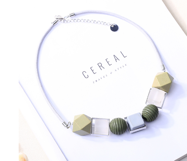 Grey Wooden Pendant Necklace
