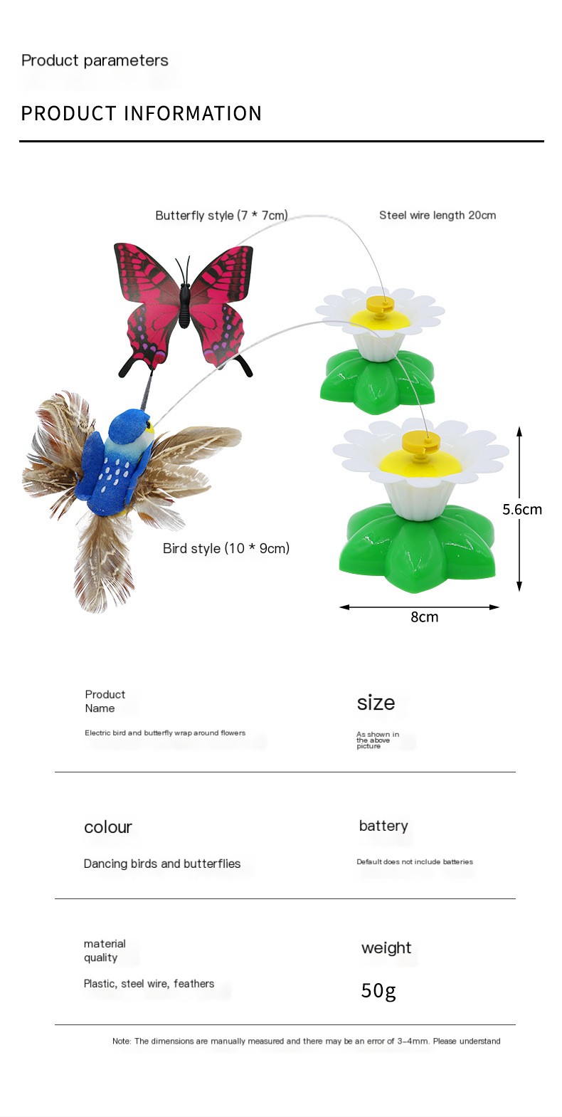 Automatic Rotating Cat Teaser - Butterfly Design