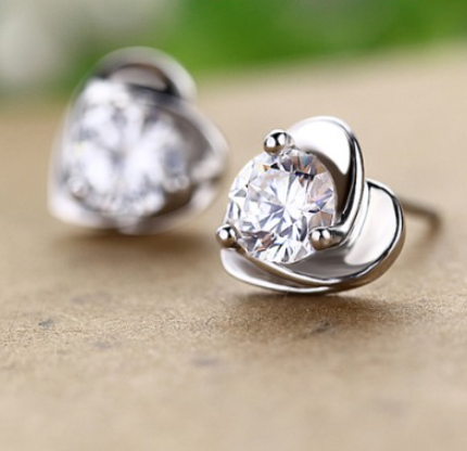 s925 Silver Earrings - White Diamond