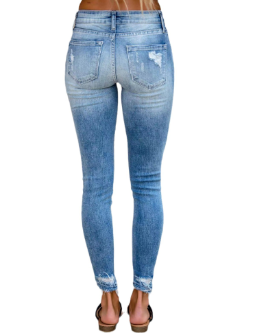 Jeans Pitillo Rasgados Azules 5