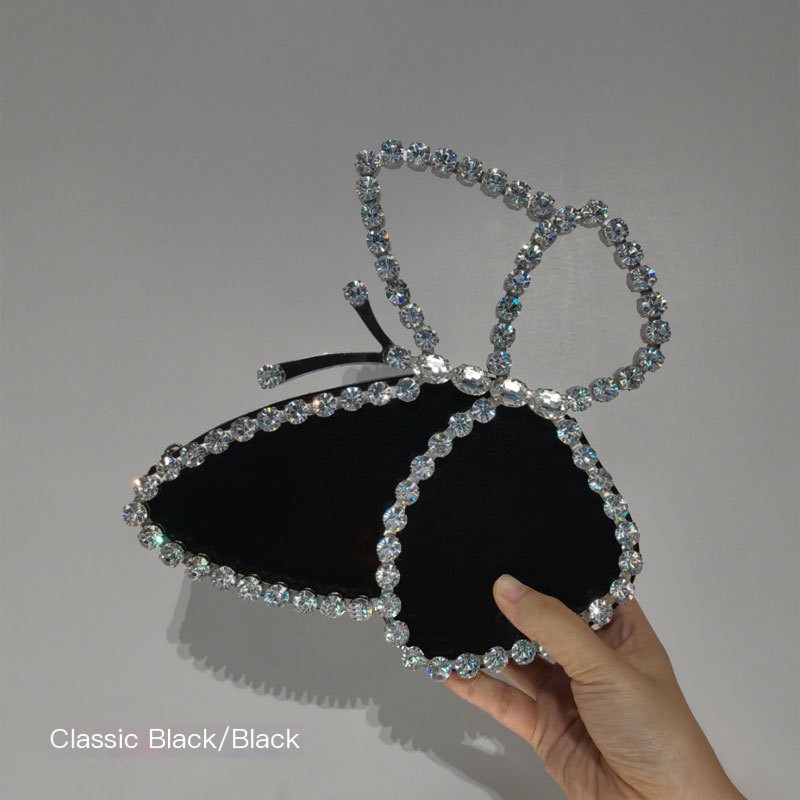 Shiny Rhinestone Clutch Bag - Open View
