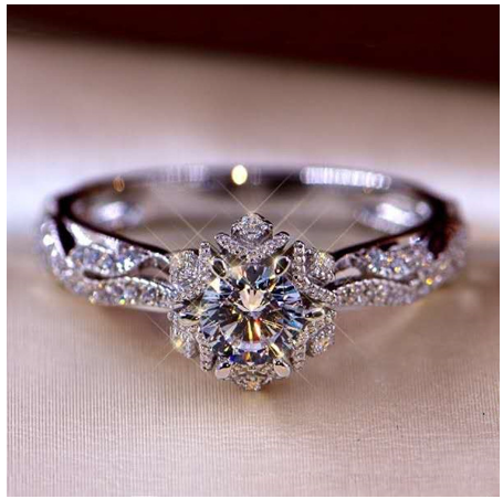 Women Round Flower Crystal Ring Color Variation 3