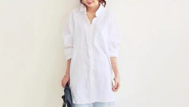 Close-up of Cotton Blend Shirt Dress