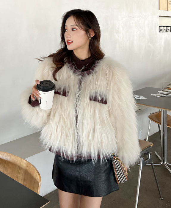 Raccoon Fur Woven Coat