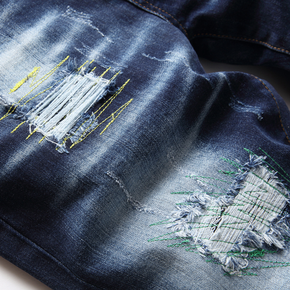Fashion Men's Retro Stretch Ripped Denim Pants