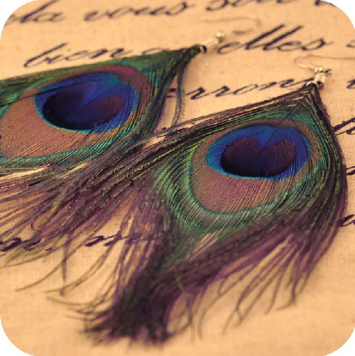 Ethnic Peacock Feather Earrings Image 2